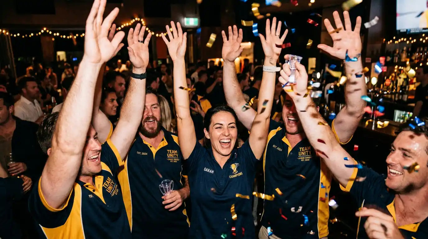 People cheering at an indoor sports event